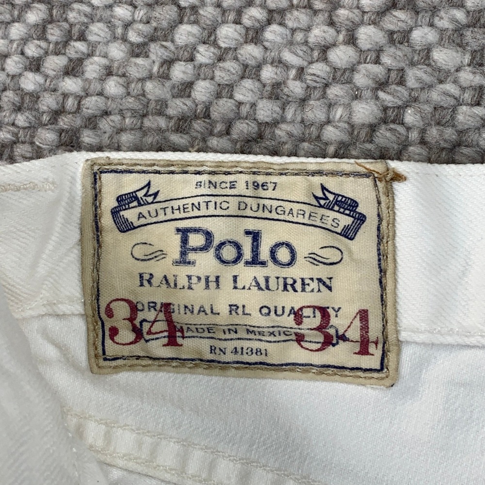 Polo Ralph Lauren Jeans Mens 34x34 White Varick Slim Straight Hudson Cotton - Picture 2 of 15